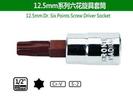 12.5mm Dr.Six Points Screw Driver Socket