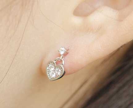Fashion Women Jewelry Earrings Hot Key Heart Locket Stud Earrings 