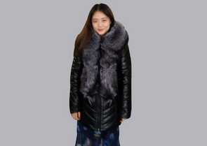 2015 China manufacture lamb leather long down jacket Z15003