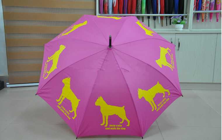 Stick auto open custom print gift umbrella,dog logo printing umbrella