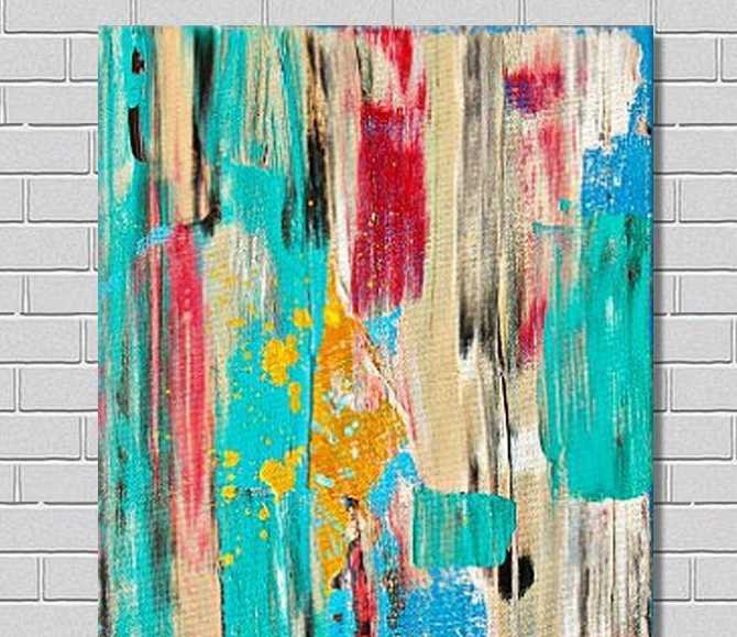 Bathroom Wall Art Colorful Abstract Original Paintings Oil on Canvas