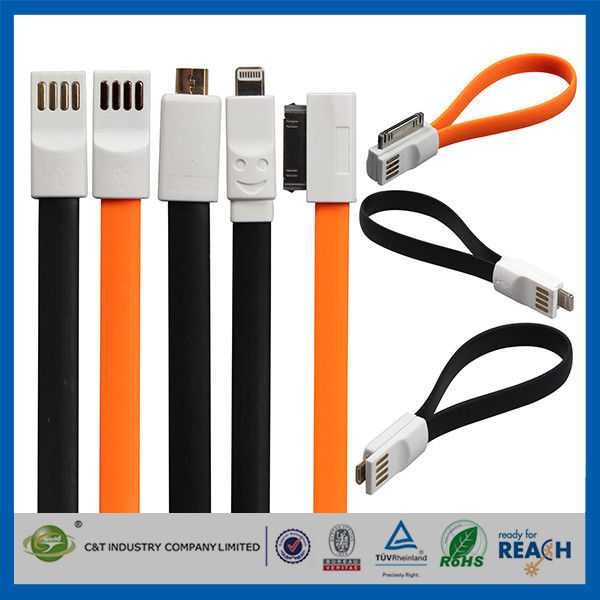 Flat Magnetic Premium Data Cell Phone USB Cable , IOS8 USB Data Line1
