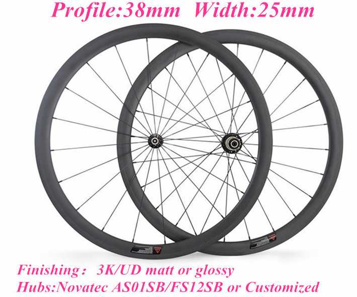 38mm Road Bicycle Tubular Wheelset Full Carbon Bicycle Wheelset 25mm Width Bike Wheels