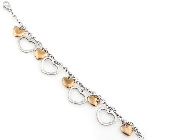 2014 Fashion Jewelry for Women Bracelet Silver Gold Plated Stainless Steel Heart Flower Clasp Link Chain Thin Charm Bracelets