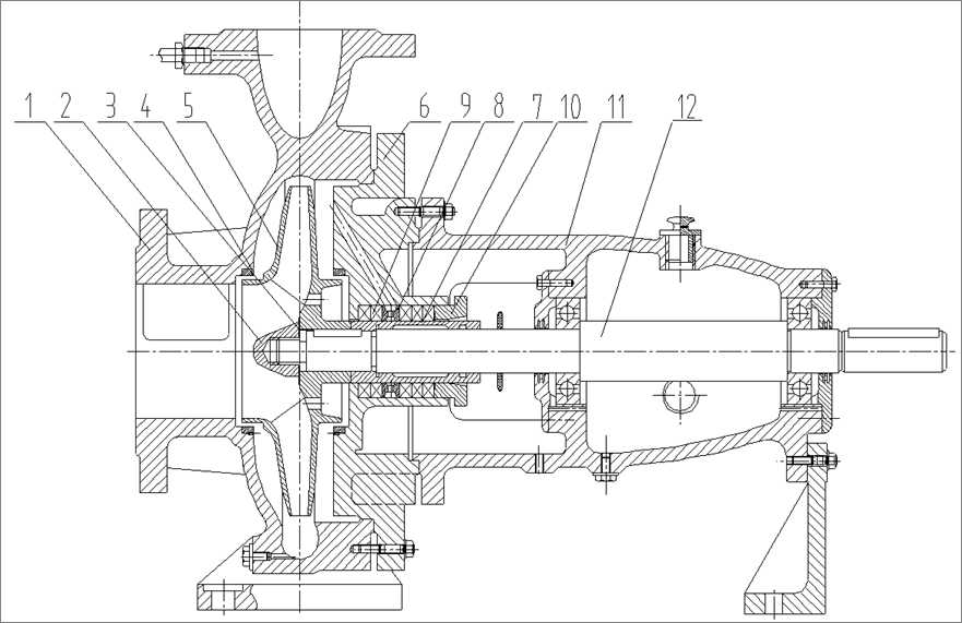 IS type single stage single suction centrifugal pump structure diagram
