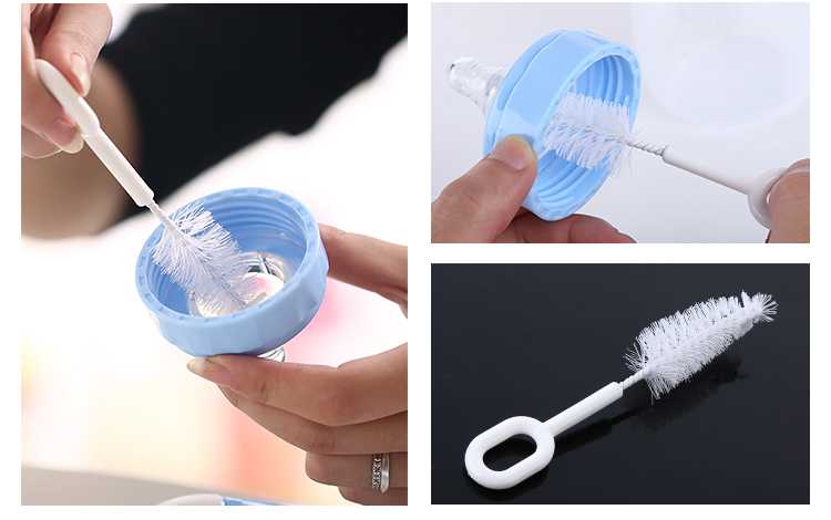 360 degree sponge plastic nylon milk feeding baby bottle brush set drink bottle brush
