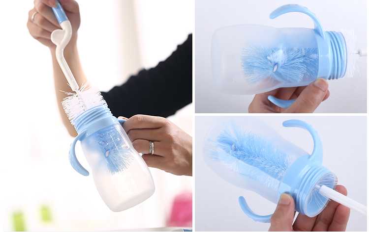 360 degree sponge plastic nylon milk feeding baby bottle brush set drink bottle brush