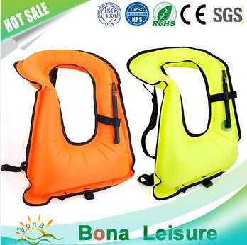 210 Denier Nylon TPU Coating Snorkel Inflatable Swim Safety Life Vest For Adult 