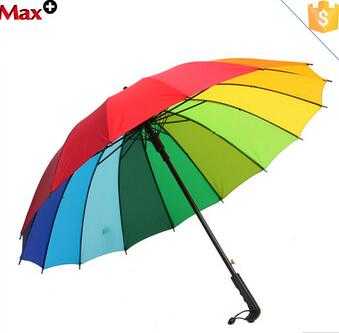 Wholesale 16k windproof straight rainbow umbrella 