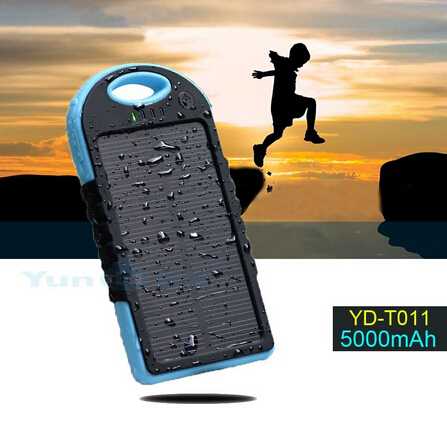 Waterproof Dual USB Solar Power Bank Charger External Battery for iPhone 6 HTC XIAOMI LENOVO 5000mah