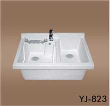 823 Competitive Prices Bathroom Vanity Basin Sanitary Ware Ceramic Hand Basin Cabinet double Washtub 