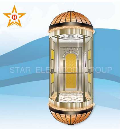 630-1600kg MRL Capsule Observation lift elevator for outdoor 