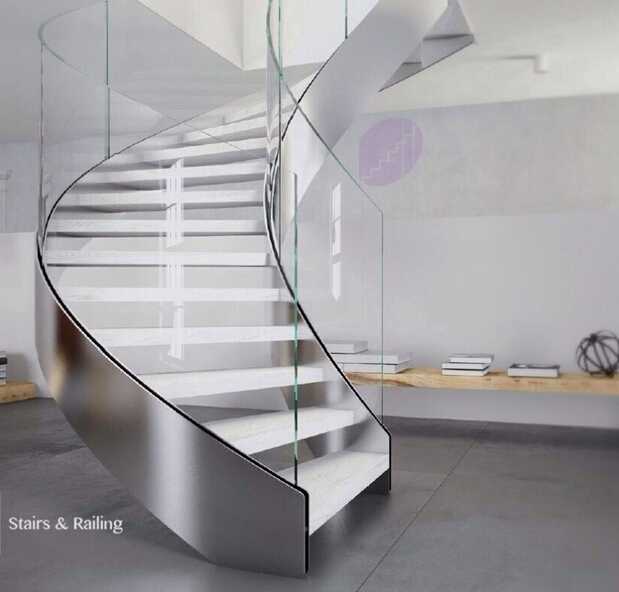 Indoor Decorating Glass Railing Curved Wood Stair Elegant Stairs Design 