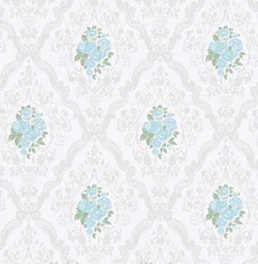 country style flowers wall paper sky blue 