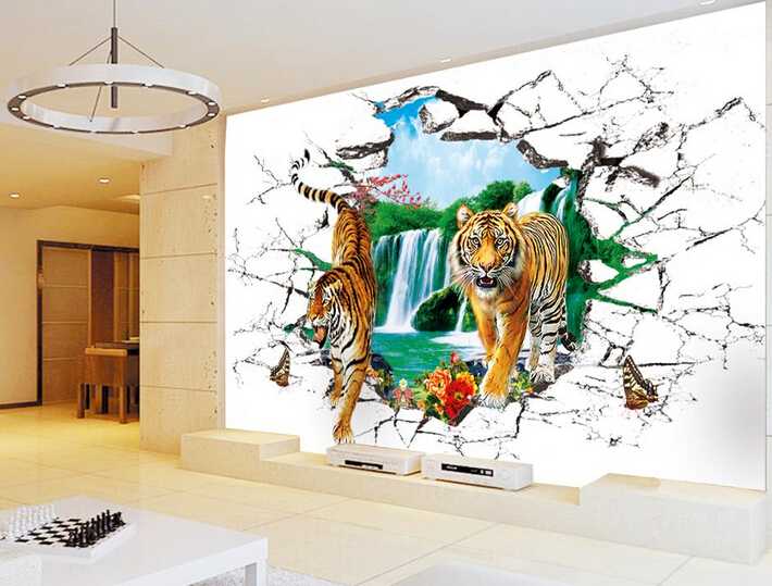3d tiger wallpaper animal stereograph wall murals wall art 