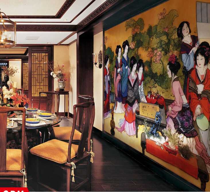 wall art mural ancient elegant women Chinese classic painting wallpapers 