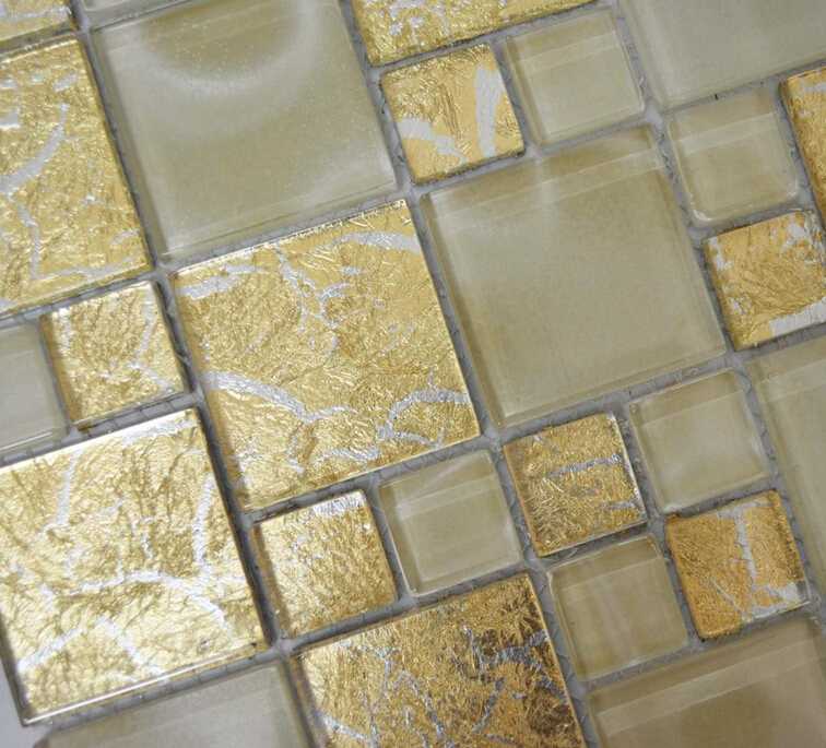 China in stock high quality durable gold foil crystal glass mosaic for sale 