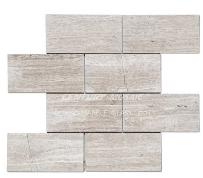 Designed 3''x6'' wood light grain brick marble mosaic wall tile 