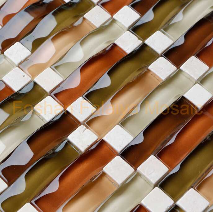 Foshan Supplier Basket Wave Glass Mosaic for Wall Decoration PCT001