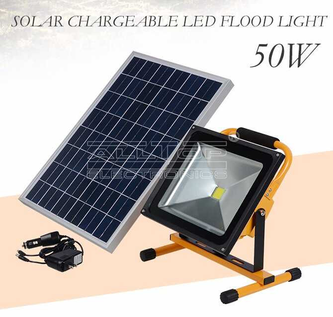 50w outdoor ip65 portable rechargeable led solar powered flood lights 