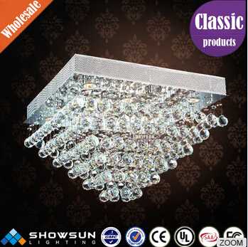 Luxury modern square crystal ball led ceiling lamp chandelier 