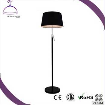Black fabric lamp shade stainless metal living floor lamp 