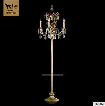 Discount floor standing lamps 4 Lights Bronze Floor Lamps bronze red crystal Finish 