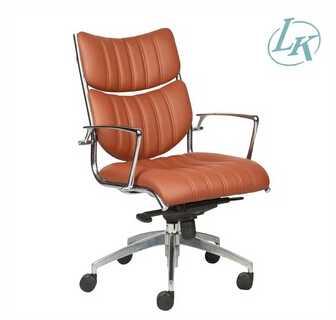 middle back with two soft pads, brown office chair, Pu leather chair 