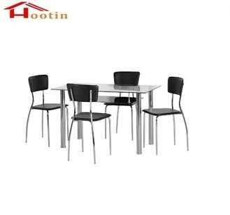 Home Furniture 4 Chairs Double Layer Dining Table 