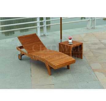 Lounge chair with wheels teak wood furniture 