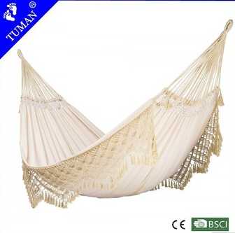 White handmade tassels hammock folding outdoor swing bed