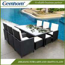 Wholesale chinese aluminium garden furniture, leisure poly rattan garden furniture sale, cube set table outdoor dining set 