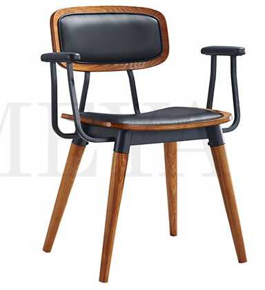 Commercial modern metal restaurant furniture chair with leather back and seat 