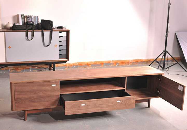 Fancy design wooden TV stand MDF board with ash solid wood veneer 