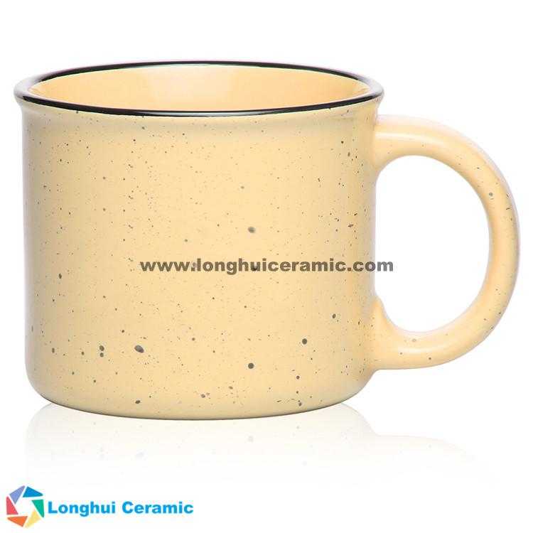 Tin style camper-campfire custom ceramic coffee mug with retro granite design