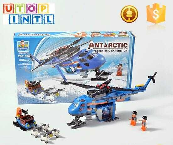 ABS eco-friendly Antarctic Scientific Explortion aircraft building block toy 