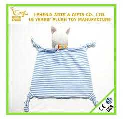 Square shaped Super soft Velvet plush stuffed baby bids doudou rattle 