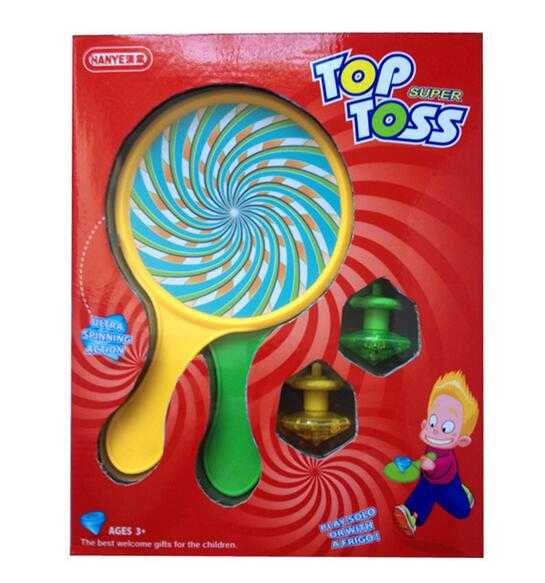 2PCS Toss and Flashing Mucial Spinner with Gun Launcher