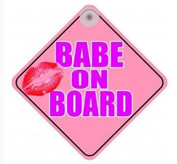 babe on board novelty car window sign