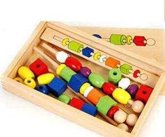 education string of beads montessori wooden toy 