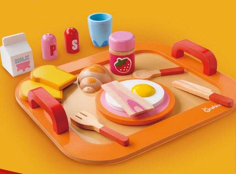Onshine wooden simulation kitchen nutritious breakfast bread group children's educational toys 