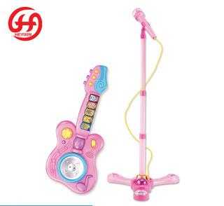 Girl favorite gift kids toy cheap china electric guitar with microphone combination 