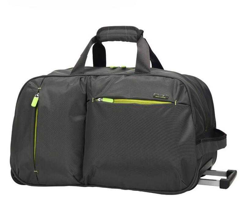 High Quality Unisex Nylon Travel Bag Solid Color Duffle Bags with Trolley and Wheels Light Weight Hand Luggage