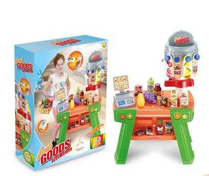 Children interesting supermarket plastic mini trolley toy shopping cart with light 