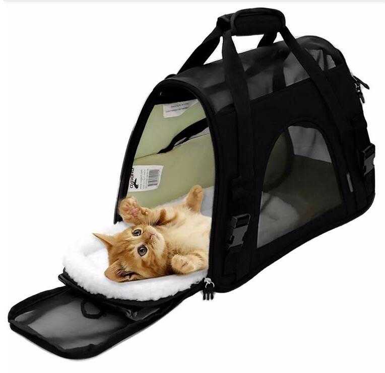  High Quality Airline Approved Pet Carrier with Fleece Bed for Dogs Cats 