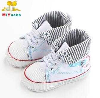  High Quality Baby High Top Canvas TPR Sole Newborn Baby Shoes 