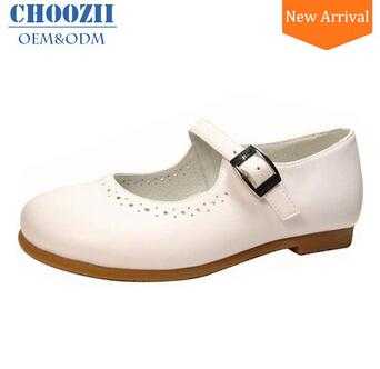 Manufacturer Custom Colors Children Girls White Leather School Shoes 