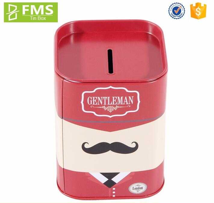 Promotional Wholesale Custom Printed Square Metal Tin Money Bank Coin Box 