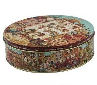Custom Printed Embossed Gold Round Chocolate Tin Packaging
