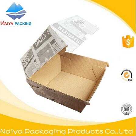  Disposable printed paper packing corrugated boxes use for burger 